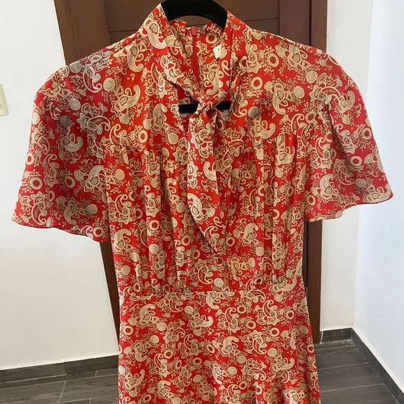 Sandro Lane Paisley Mini Dress Red - Picture 6 of 7